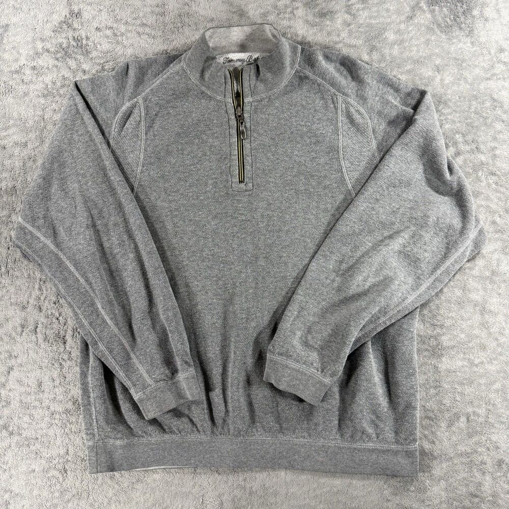 Tommy Bahama Switch It Up Reversible Quarter Zip Sweatshirt Gray Men’s Large